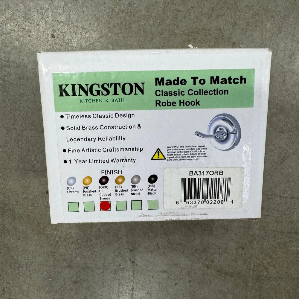 Kingston Brass BA317ORB Classic Robe Hook Oil Rubbed Bronze Solid Brass New